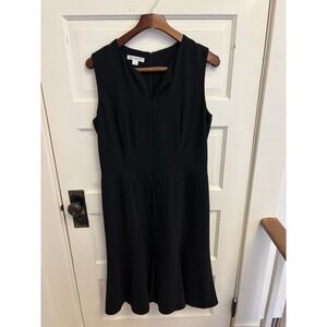 Pendleton Women's Black Sleeveless Dress Ruffle Hem Midi Notched V-Neck Size 8‎